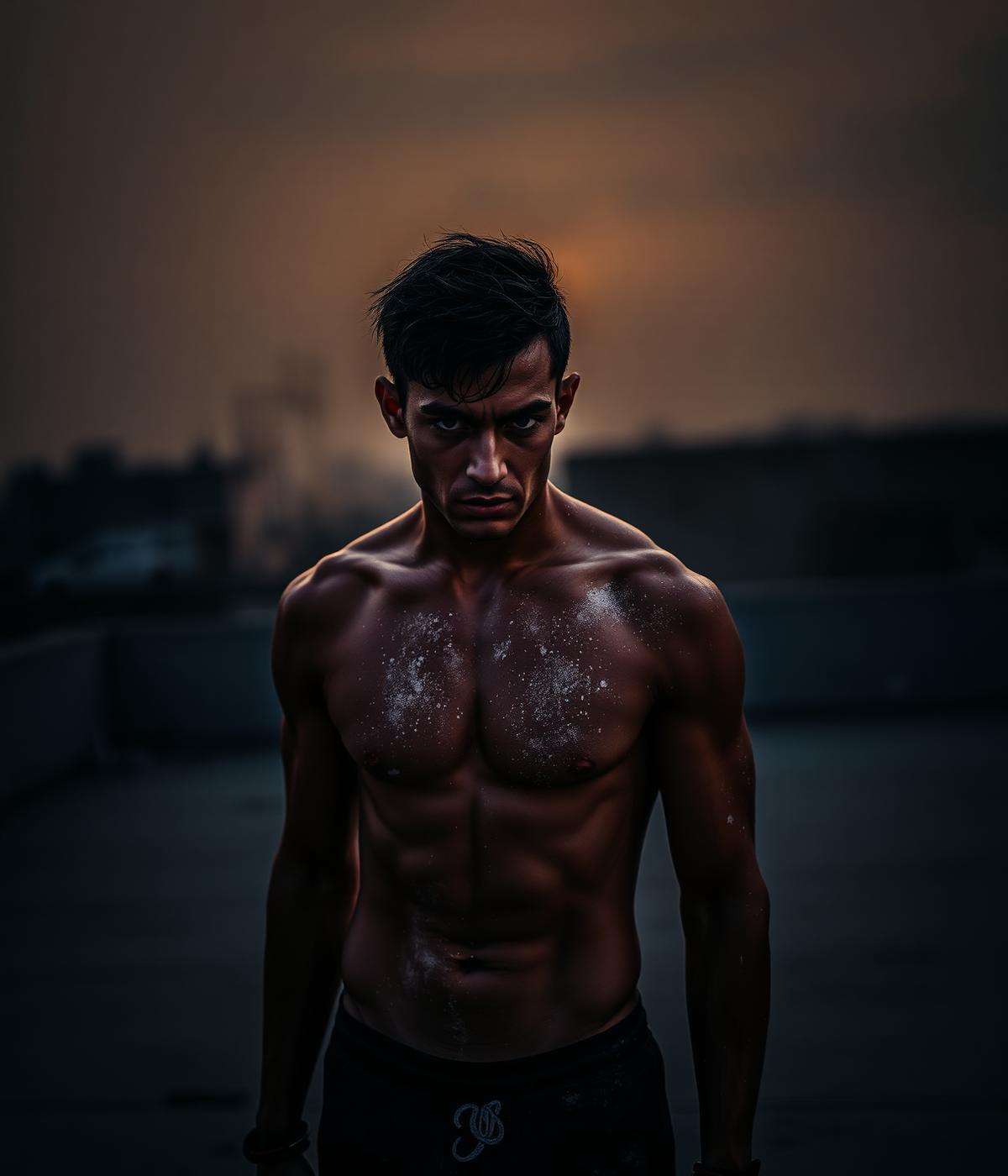 Atleta entrenando al amanecer con determinación